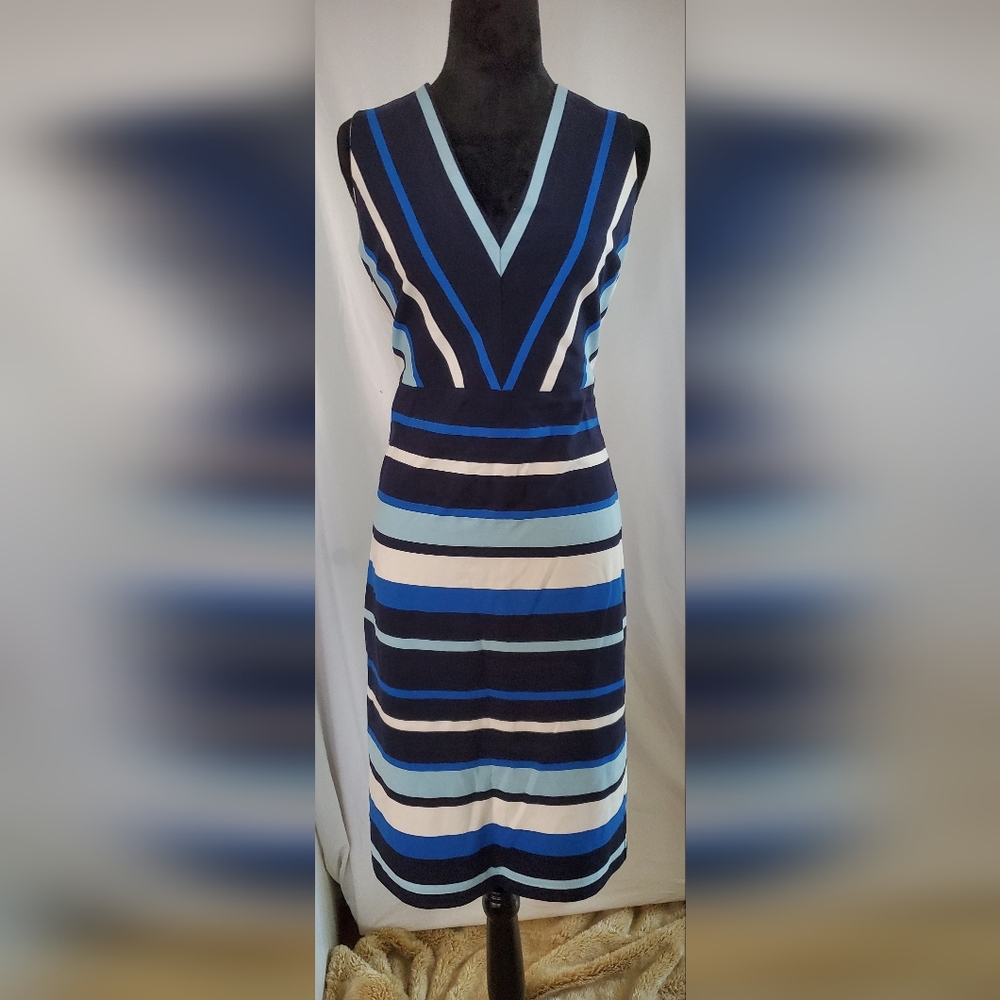 Banana Republic Blue and Black Sheath Midi Dress